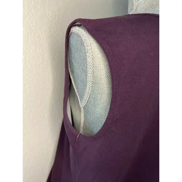 St John’s Bay Tank Top 1X in Plum Color Wide Strap V-Neck - Picture 5 of 11